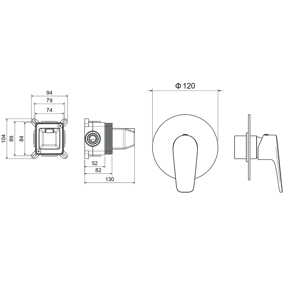 Смеситель для душа Aquanet Бетта скрытого монтажа 1 режим оружейная сталь AQ1166BGM