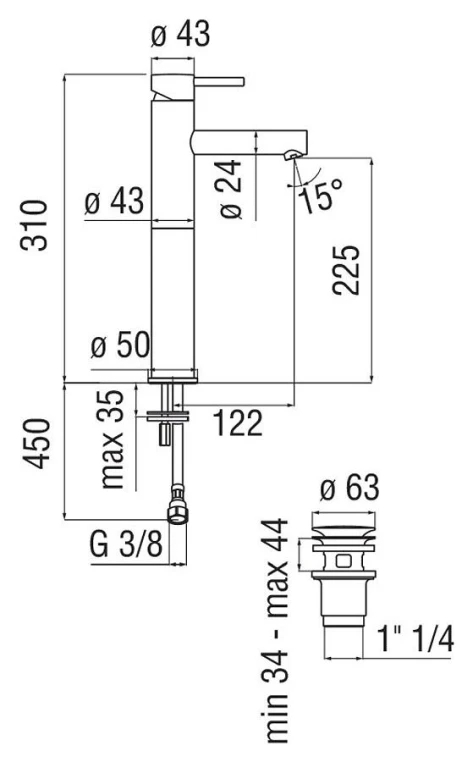 Смеситель для раковины Nobili LIVE высокий матовый белый LV00428/2WM