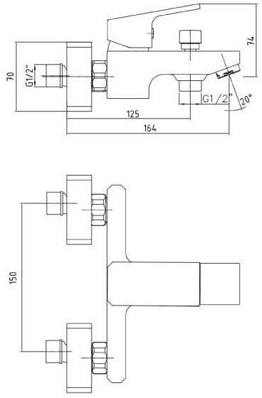 Смеситель для ванны Bravat TIERA белый хром 104802469EX