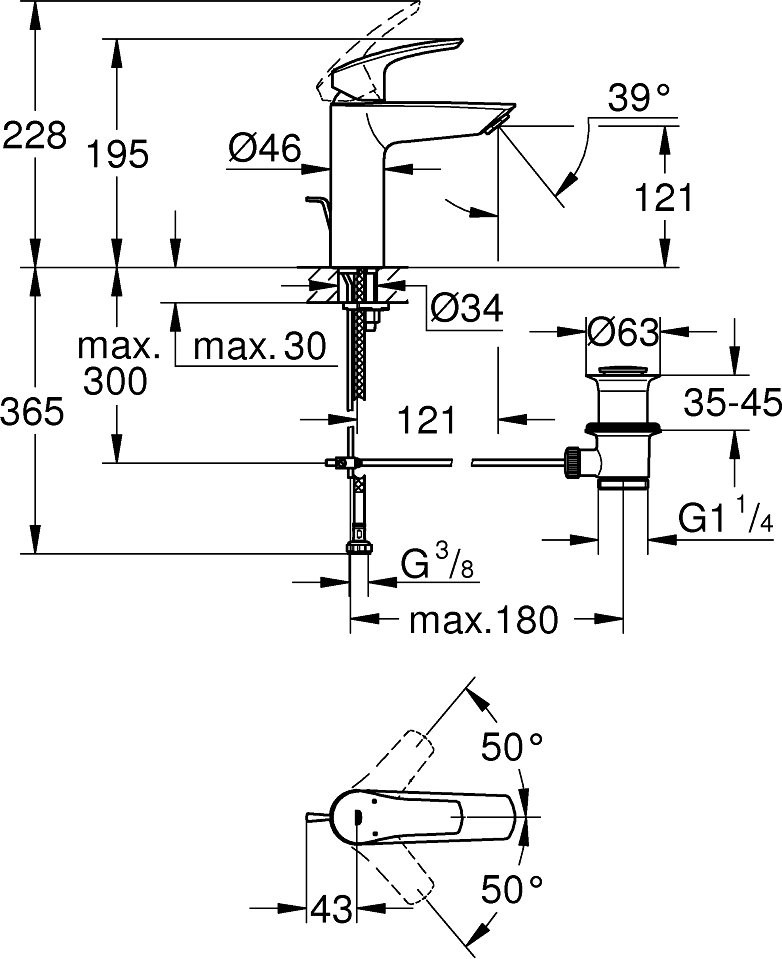 Смеситель для раковины GROHE Eurosmart M-Size хром 23322003
