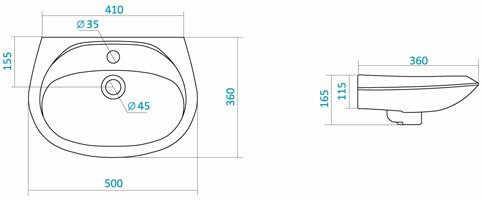 Умывальник Santek Бриз 50 см 1.WH11.0.451