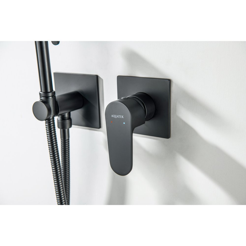 Комплект для гигиенического душа встроенный Aquanet Oberon матовый черный AQ1220MB