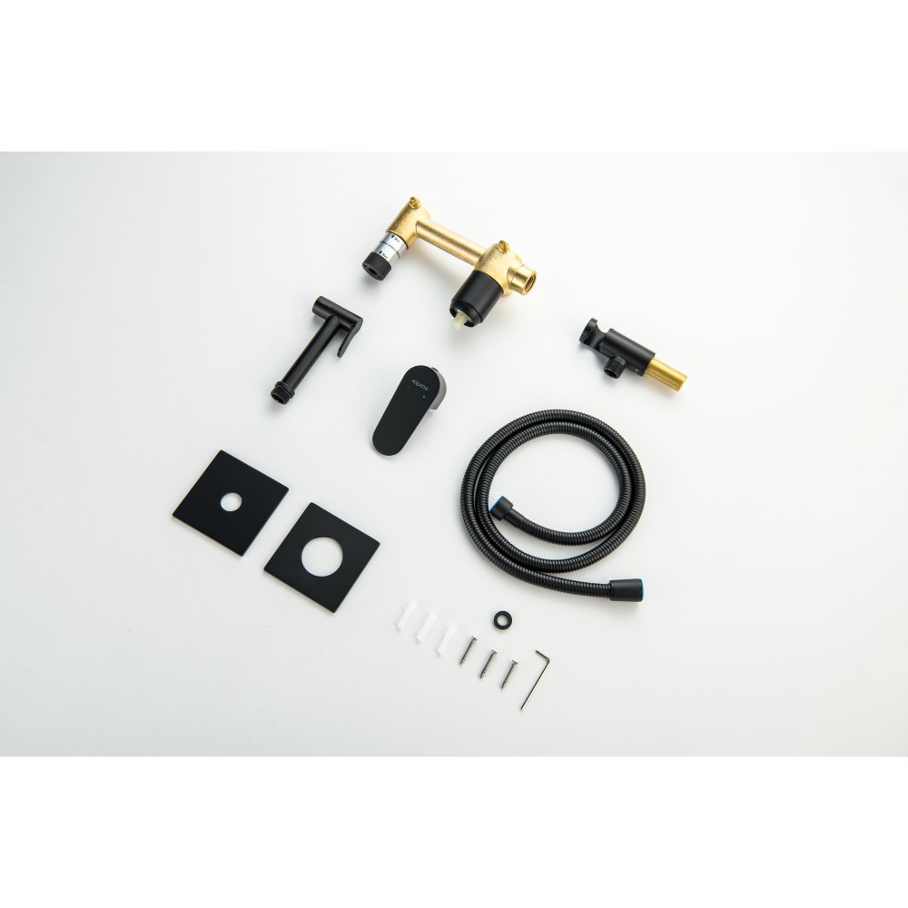 Комплект для гигиенического душа встроенный Aquanet Oberon матовый черный AQ1220MB