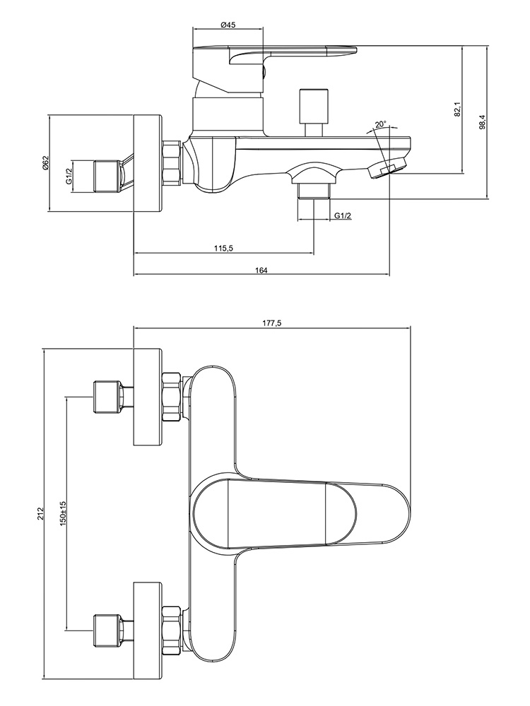 Набор смесителей 3 в 1 Aquanet Ника AQ1810CR/AQ1840CR/AQ2017CR AQ1830CR