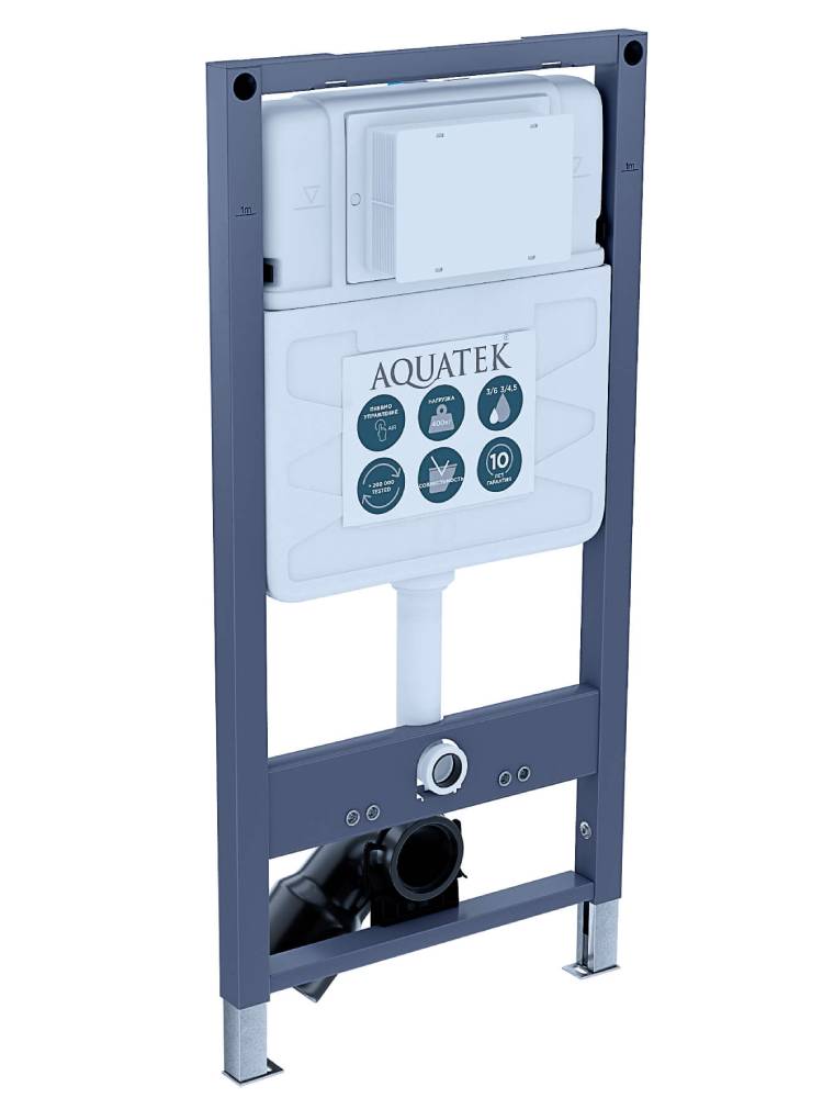 Инсталляция для подвесного унитаза Aquatek Pneumo S50 пневматическая со звукоизоляционной прокладкой INSP-0000001