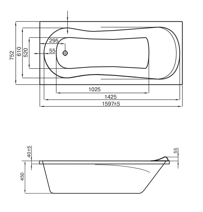 Ванна акриловая Santek Каледония прямоугольная 160х75 см 1.WH30.2.388
