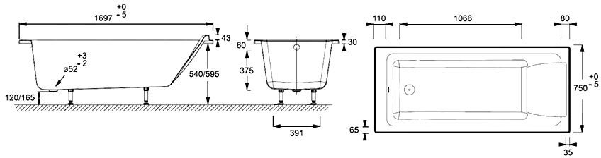 Ванна акриловая Jacob Delafon Sofa 170x75 см E60515RU-01
