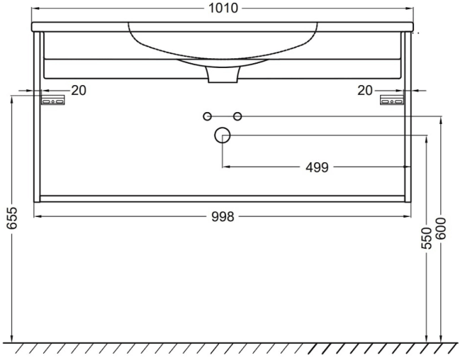 Тумба под раковину Jacob Delafon Madeleine 100 см матовый черный EB1318-J53