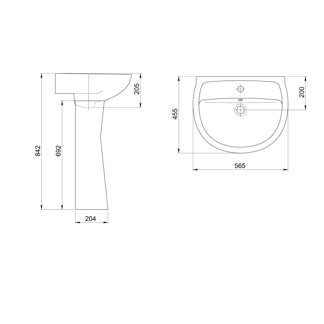 Умывальник Sanita Версия с переливом белый 565х455 мм 1.3111.5.S00.11B.0