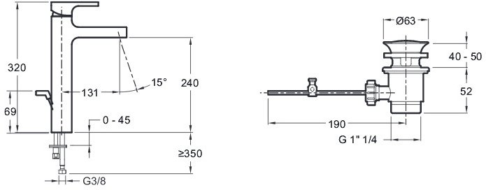 Смеситель для раковины высокий Jacob Delafon Strayt E37329-CP