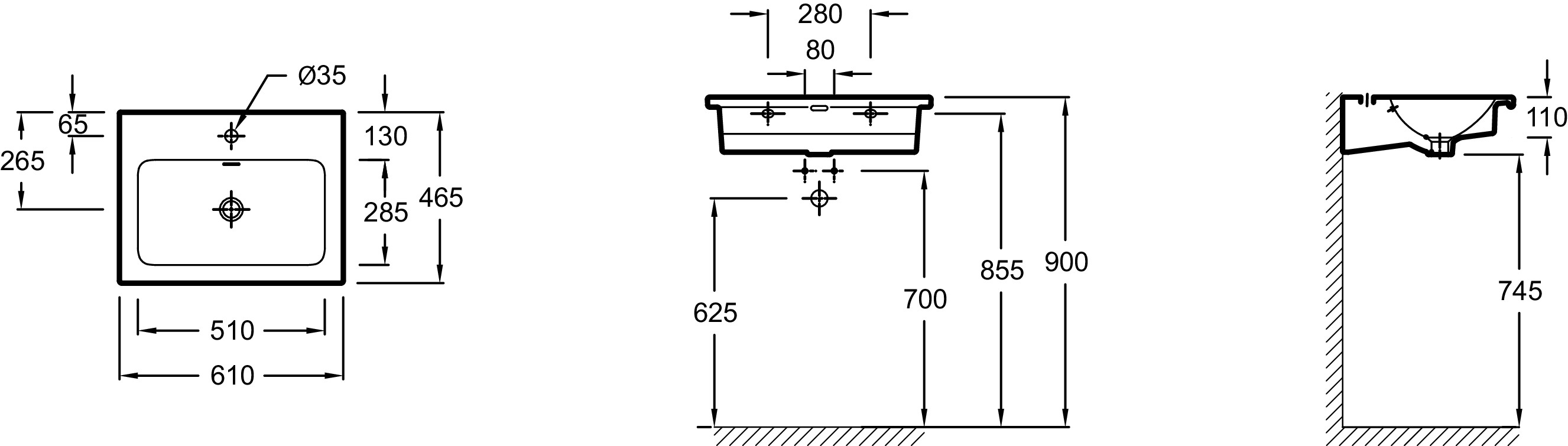 Раковина-столешница подвесная Jacob Delafon Odeon Rive Gauche 60х46 см EXAF112-00