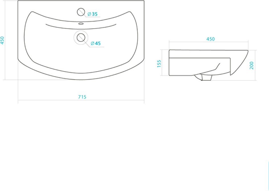 Умывальник Santek Балтика 70 см 1.WH20.7.776