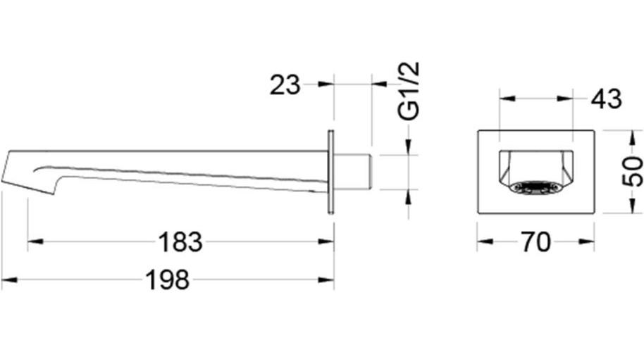 Излив для ванны Aquanet Oberon 183 мм матовый черный AQ1241MB