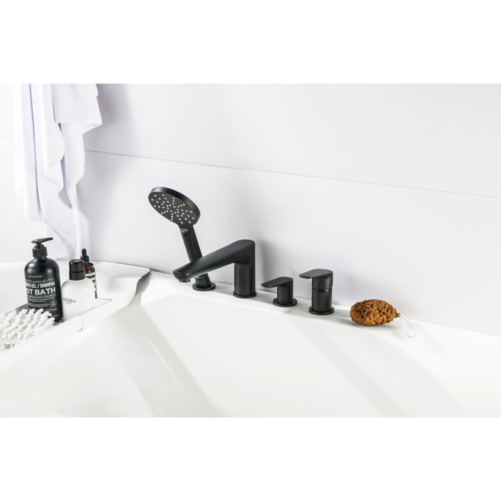 Смеситель на борт ванны Aquanet Бетта на 4 отверстия матовый черный AQ1148MB