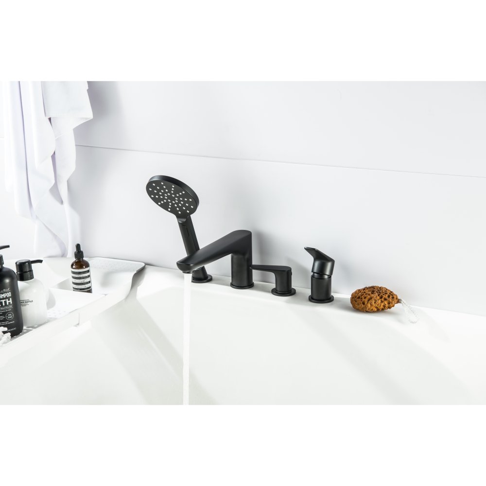 Смеситель на борт ванны Aquanet Бетта на 4 отверстия матовый черный AQ1148MB