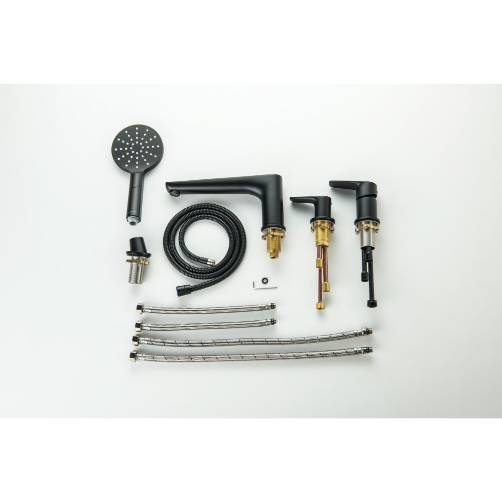 Смеситель на борт ванны Aquanet Бетта на 4 отверстия матовый черный AQ1148MB