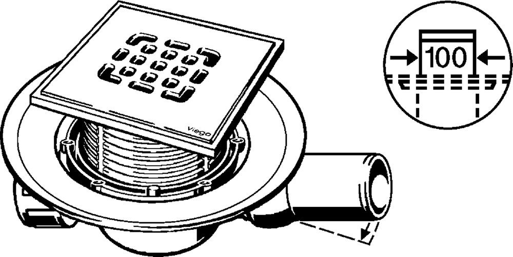 Трап для душа Viega Advantix 150х150 мм шарнирный отвод 557140