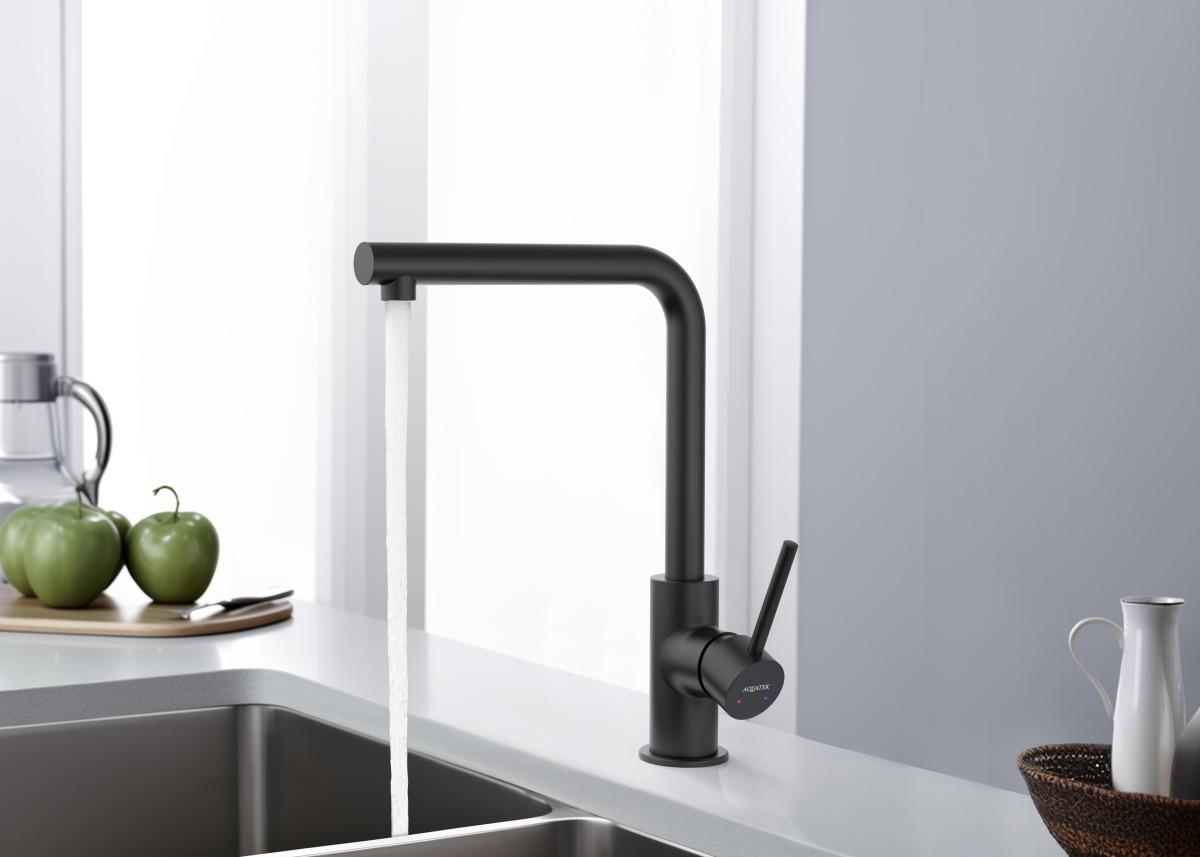 Смеситель для кухни Aquanet Европа матовый черный AQ1380MB