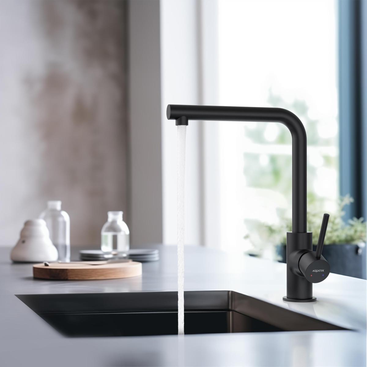 Смеситель для кухни Aquanet Европа матовый черный AQ1380MB