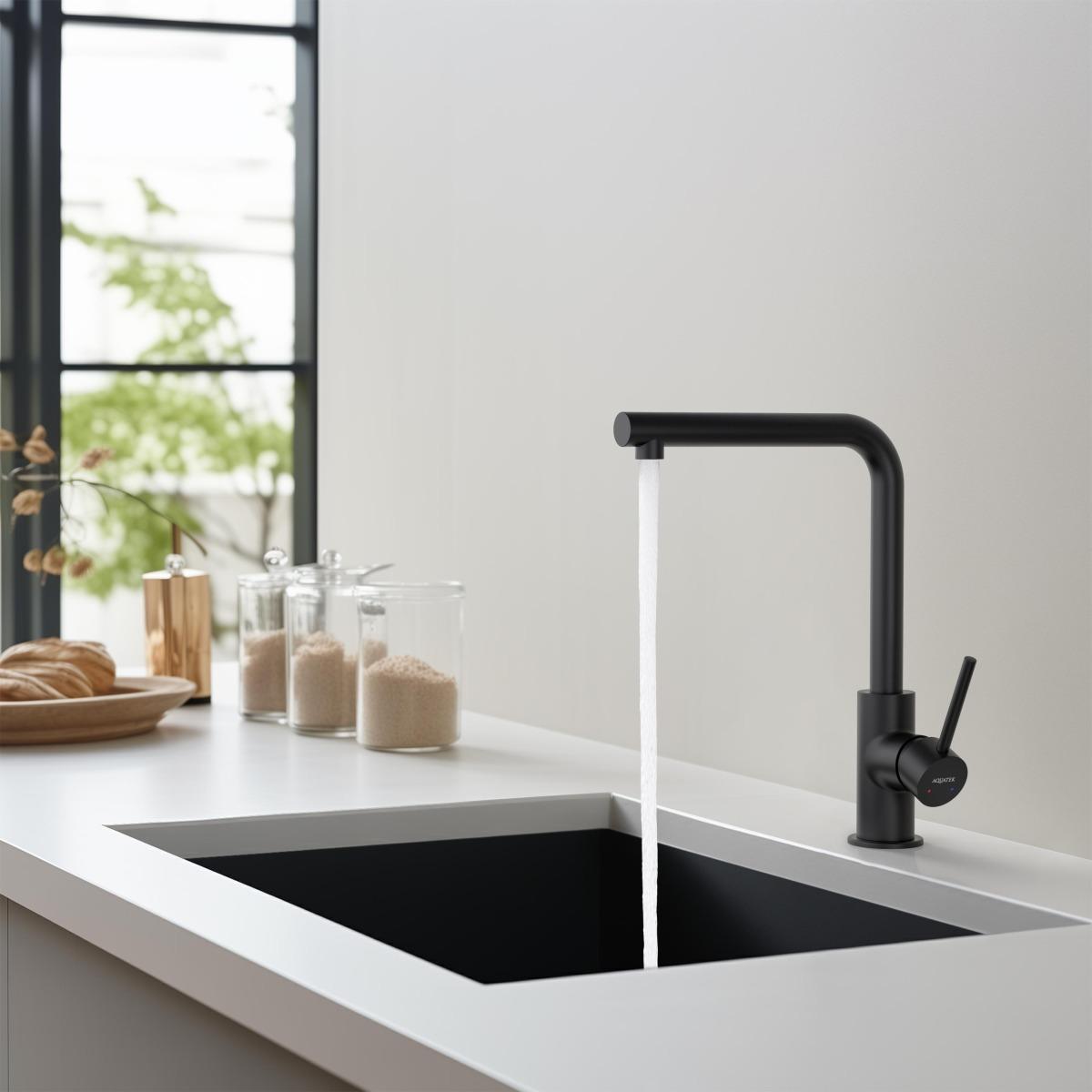 Смеситель для кухни Aquanet Европа матовый черный AQ1380MB