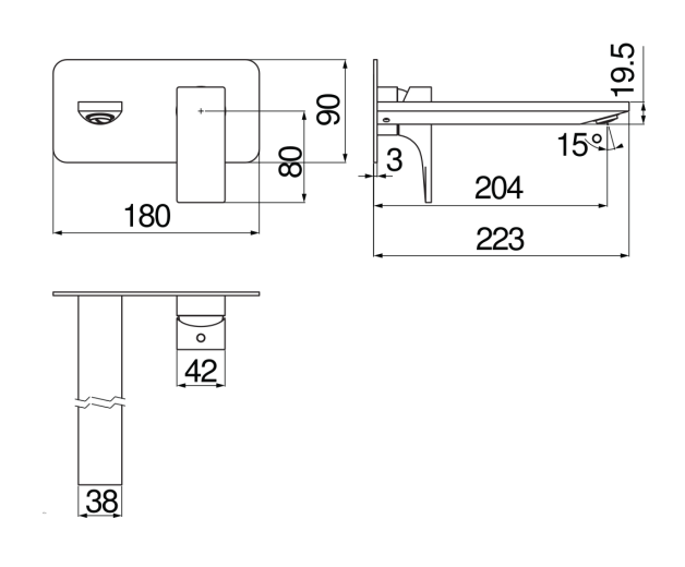 Смеситель для раковины Seven внешняя часть матовый черный SE124198/1BM