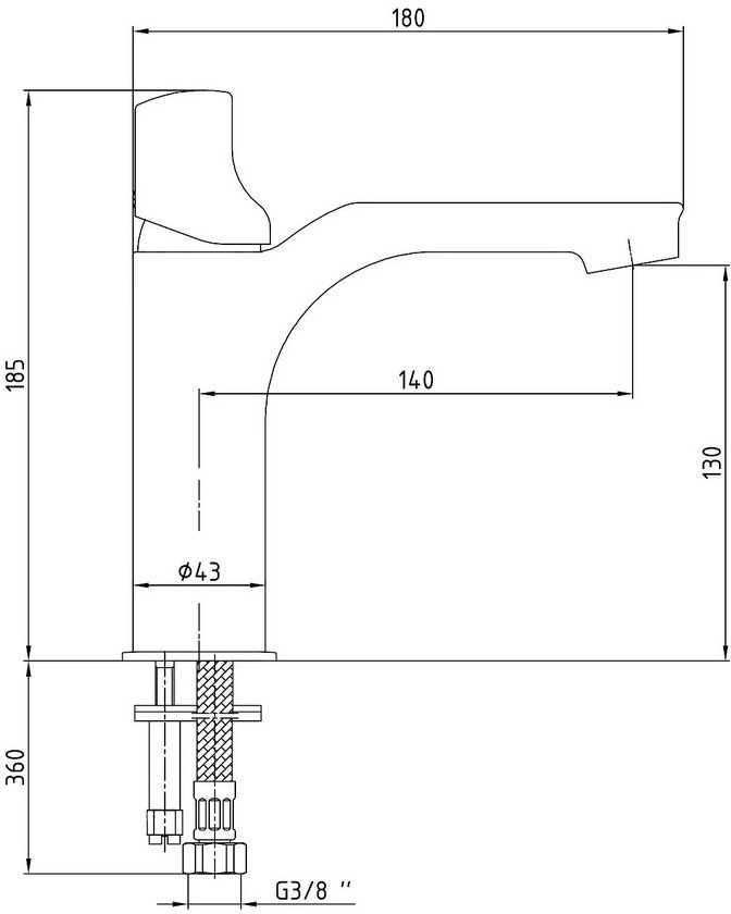 Смеситель для раковины Bravat MYRA 130 без донного клапана белый хром 104108986EX