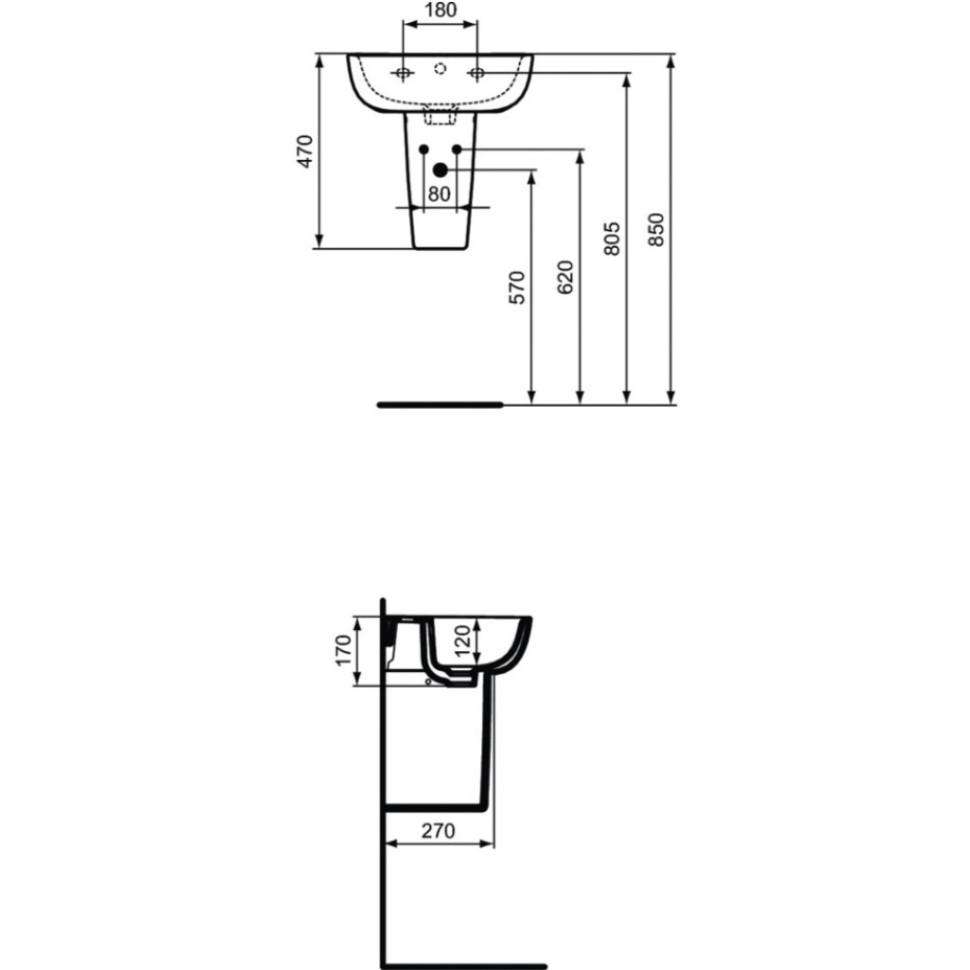 Полупьедестал для раковины Ideal Standard Esedra Guest 45 см T290301