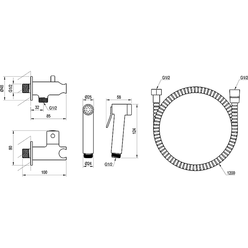 Гигиенический душ с запорным вентилем RAVAK BM 040.01 X070166