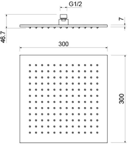 Верхний душ Aquanet AQ2078CR квадратный 300х300х7 мм хром AQ2078CR