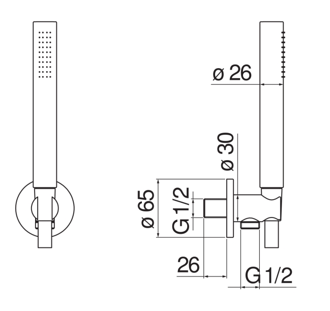 Душевой набор с шланговым подсоединением Nobili AD146/32IX нержавеющая сталь