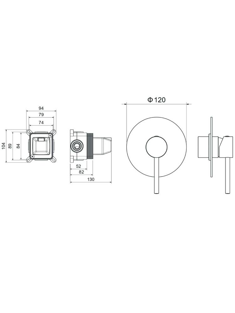 Смеситель для душа скрытого монтажа Aquanet Европа 1 режим шлифованное золото AQ1366BG
