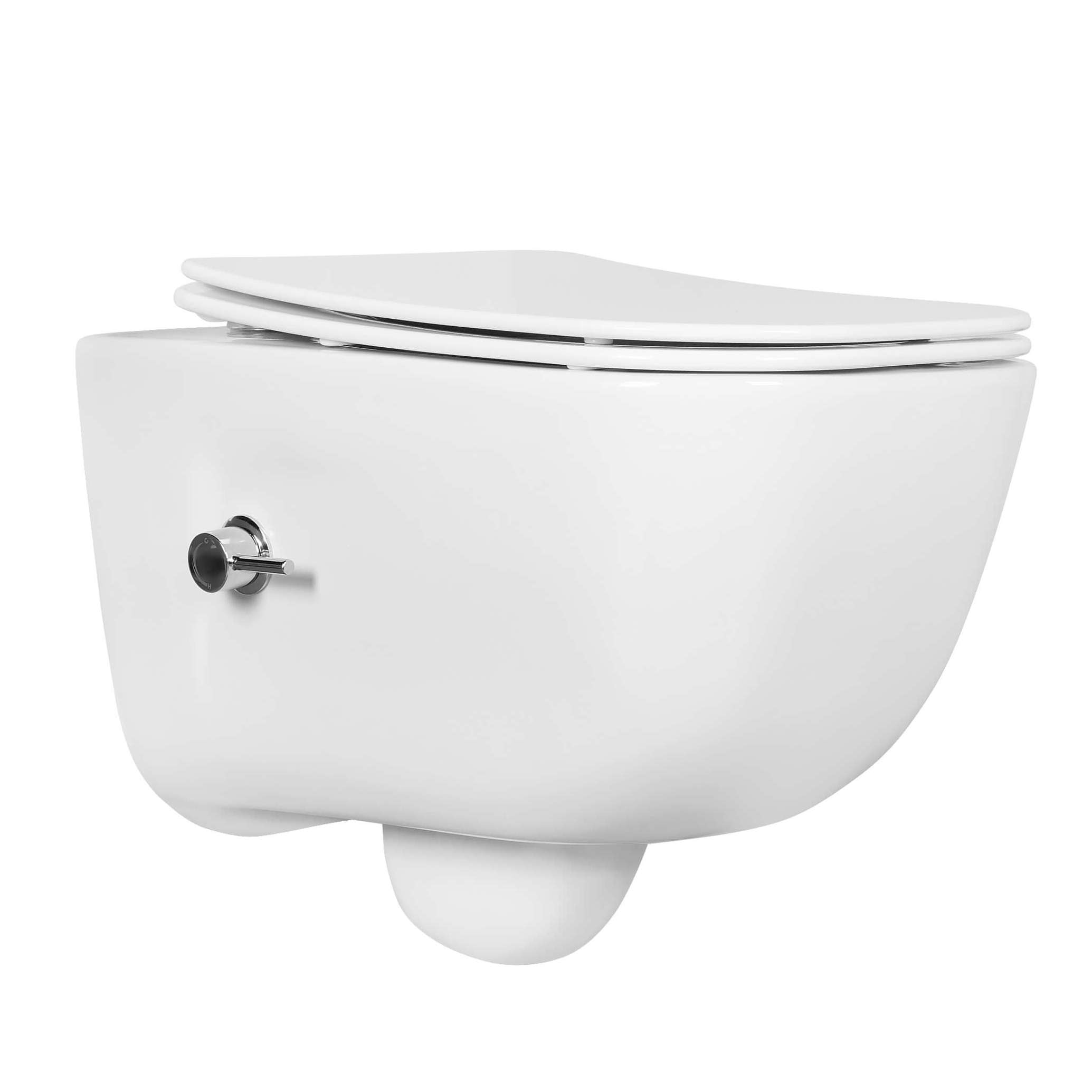 Унитаз-биде подвесной безободковый Aquanet Дива 510х350х360 мм сиденье soft-close со смесителем AQ2012B-00