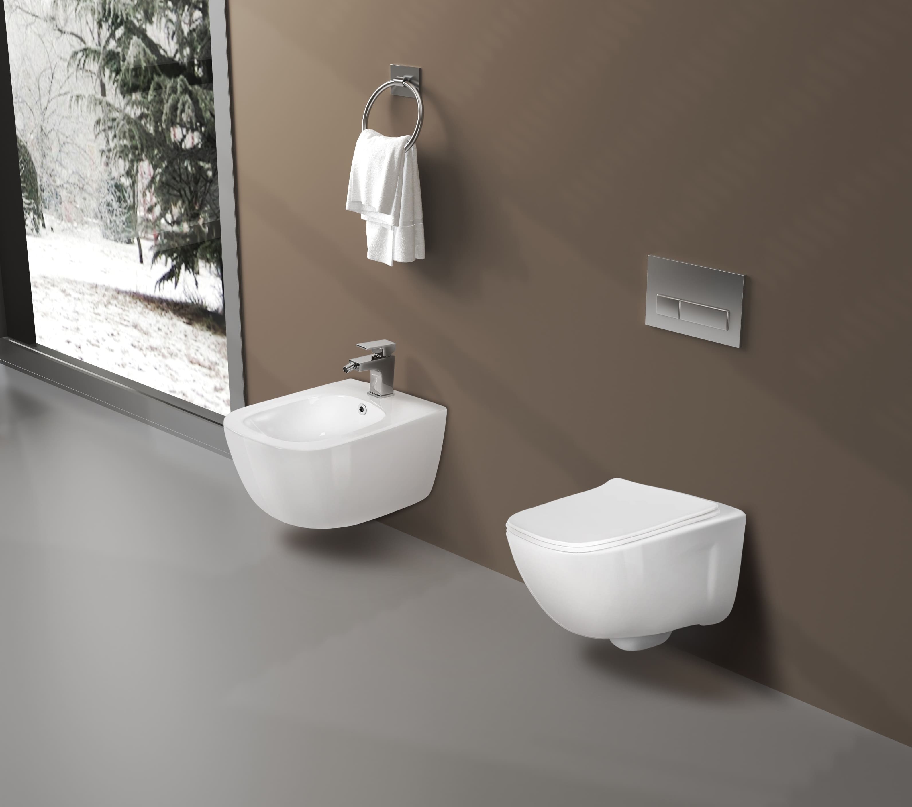 Унитаз-биде подвесной безободковый Aquanet Дива 510х350х360 мм сиденье soft-close со смесителем AQ2012B-00