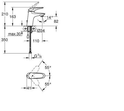 Смеситель для раковины GROHE Eurostyle с цепочкой хром 23713003
