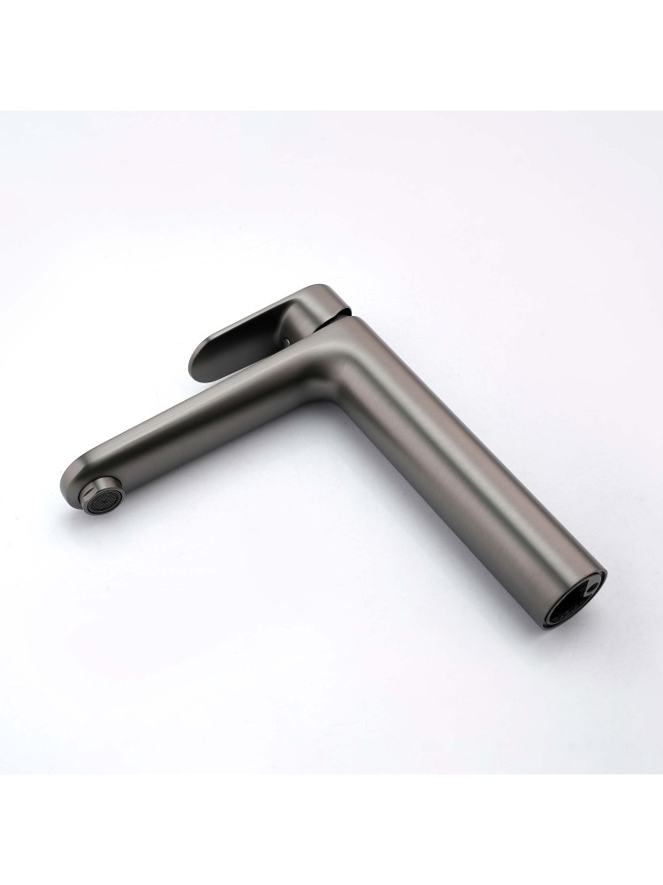 Смеситель для раковины Aquanet Ника высокий 190 мм без донного клапана оружейная сталь AQ1804BGM