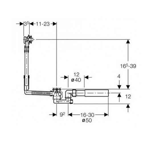 Слив-перелив для ванны Geberit d 50 мм с цепочкой 150.017.00.6