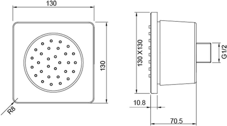 Форсунка боковая Aquanet 130x130 мм хром AQ2099CR