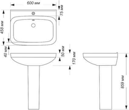 Умывальник пьедестальный VitrA Next 60 см белый WB.PD/Next/60-C/WHT.G/S1