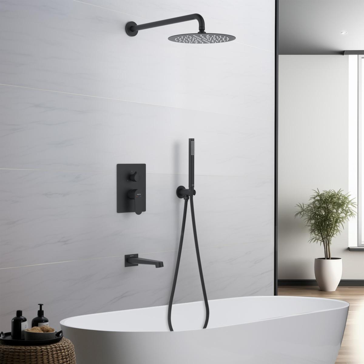 Душевой комплект 4 в 1 Aquanet Oberon 3 режима матовый черный AQ1273MB