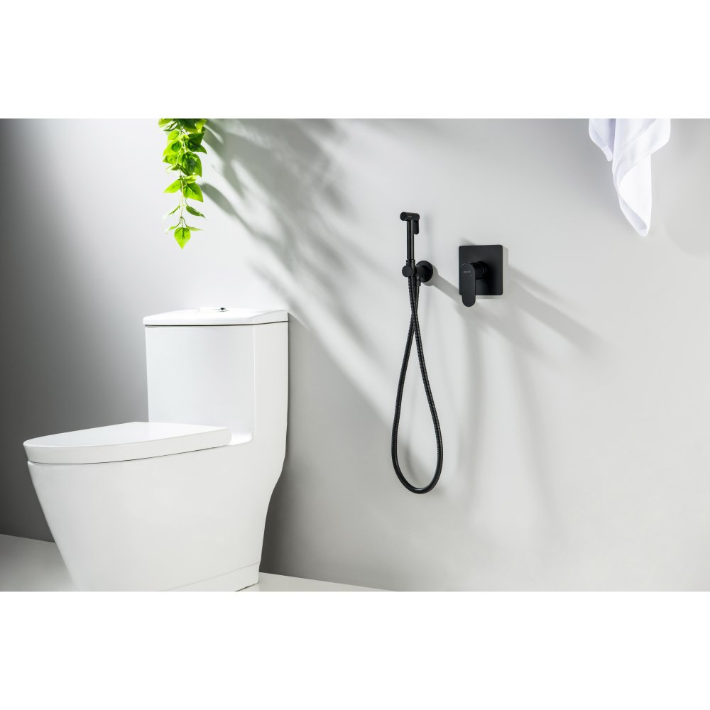 Набор с гигиеническим душем Aquanet Oberon со смесителем матовый черный AQ1219MB