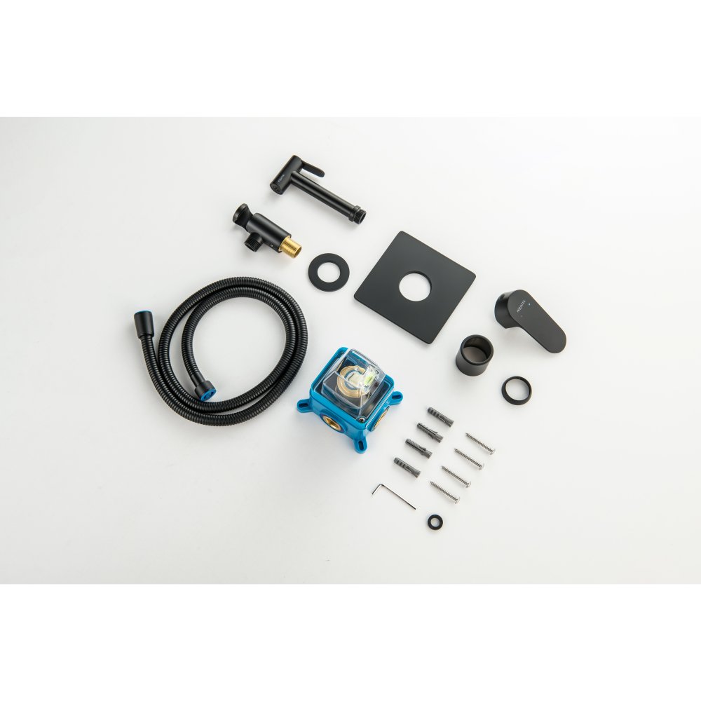 Набор с гигиеническим душем Aquanet Oberon со смесителем матовый черный AQ1219MB