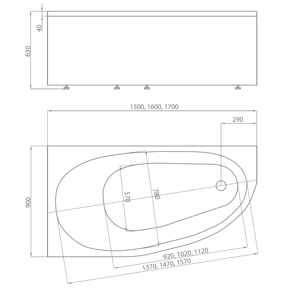 Ванна акриловая 1Marka Дива 150х90 см левая DIV150-0000001