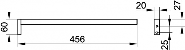 Полотенцедержатель одинарный неповоротный KEUCO EDITION 90 Square 456 мм хром 19120010000