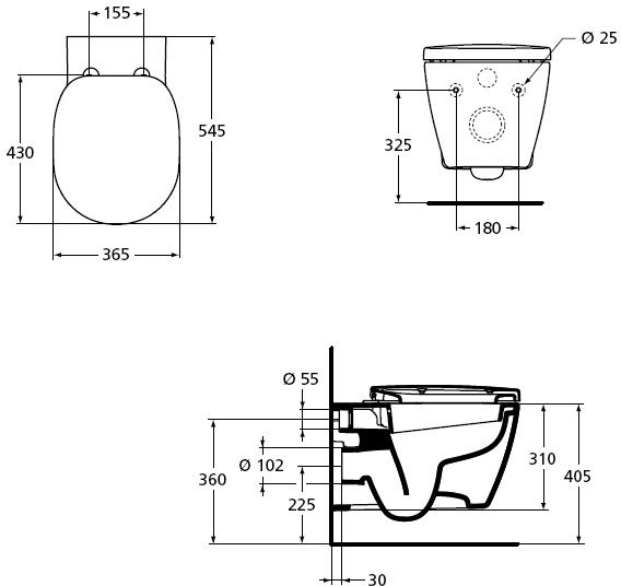 Комплект 2 в 1 Ideal Standard Connect подвесной унитаз E803501 и сиденье микролифт E712701 W941102