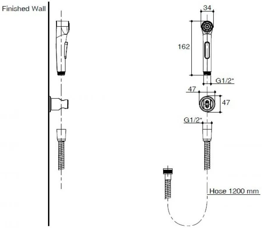 Гигиенический душ со шлангом и держателем Jacob Delafon Elate E97258-CP
