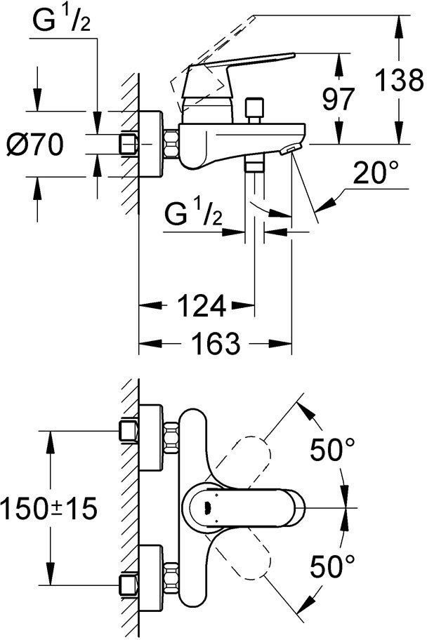 Смеситель для ванны Grohe Eurosmart Cosmopolitan хром 32831000