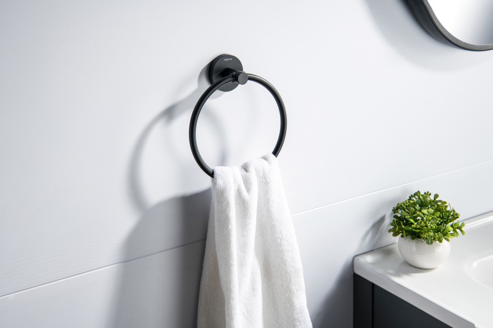 Полотенцедержатель кольцо Aquanet Европа матовый черный AQ4112MB