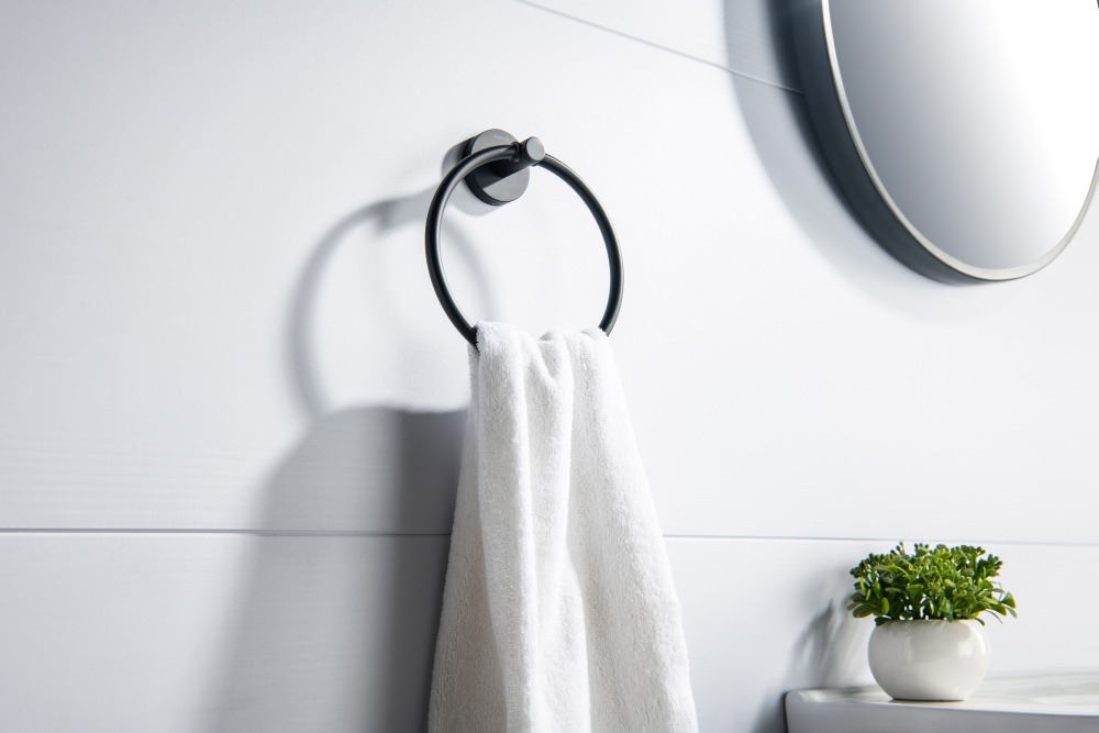 Полотенцедержатель кольцо Aquanet Европа матовый черный AQ4112MB