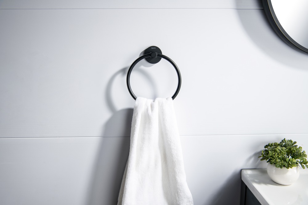 Полотенцедержатель кольцо Aquanet Европа матовый черный AQ4112MB