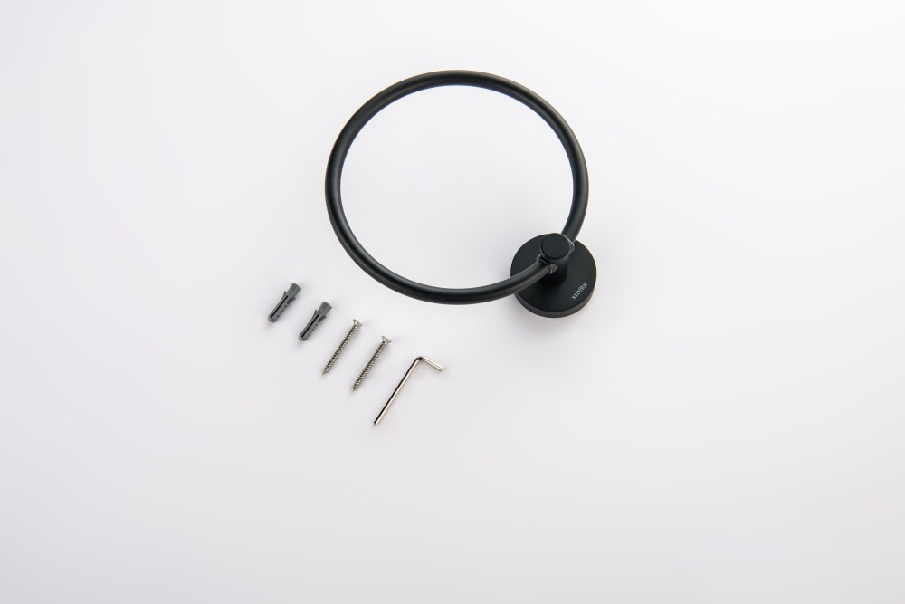 Полотенцедержатель кольцо Aquanet Европа матовый черный AQ4112MB